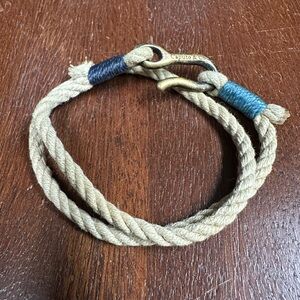 Caputo & Co. Men's Double Wrap Rope Bracelet – Brass Hook – Nautical Blue
